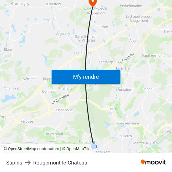 Sapins to Rougemont-le-Chateau map