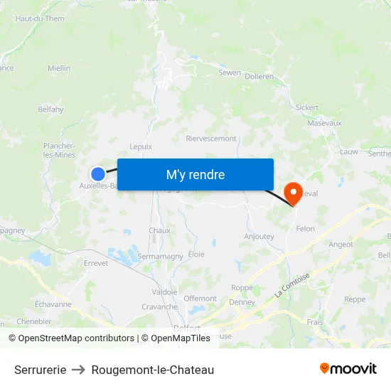 Serrurerie to Rougemont-le-Chateau map