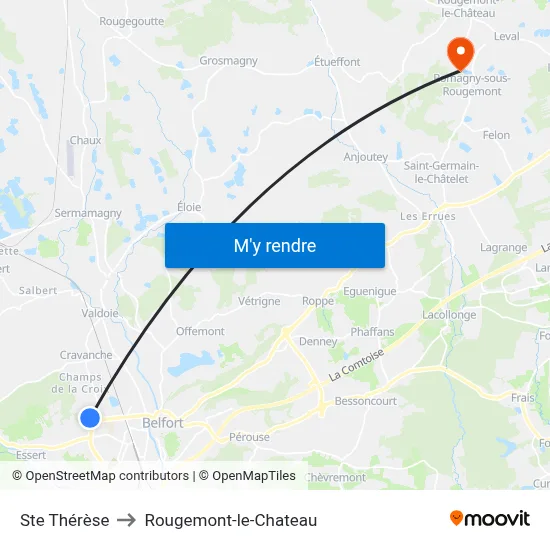 Ste Thérèse to Rougemont-le-Chateau map