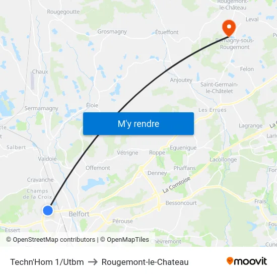 Techn'Hom 1/Utbm to Rougemont-le-Chateau map