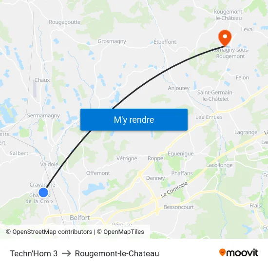 Techn'Hom 3 to Rougemont-le-Chateau map