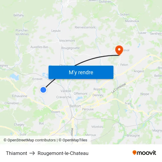 Thiamont to Rougemont-le-Chateau map