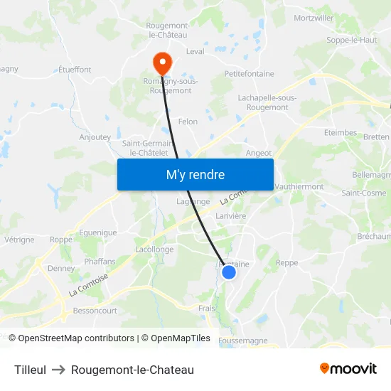 Tilleul to Rougemont-le-Chateau map