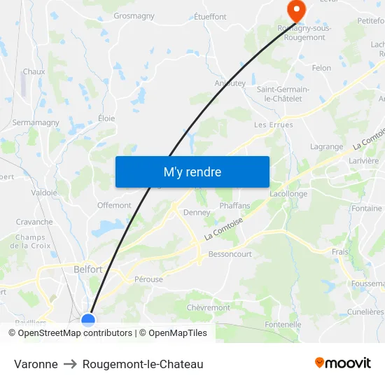 Varonne to Rougemont-le-Chateau map
