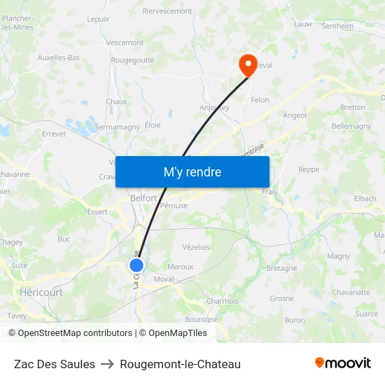 Zac Des Saules to Rougemont-le-Chateau map