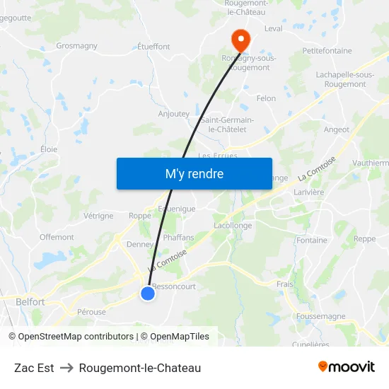 Zac Est to Rougemont-le-Chateau map