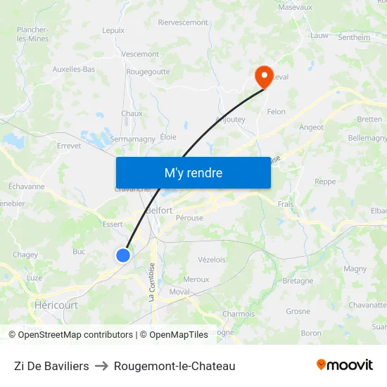 Zi De Baviliers to Rougemont-le-Chateau map