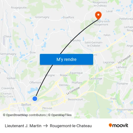 Lieutenant J. Martin to Rougemont-le-Chateau map