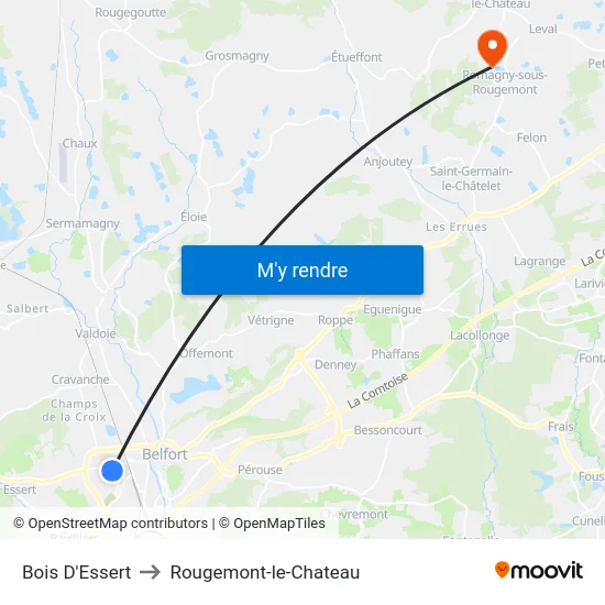 Bois D'Essert to Rougemont-le-Chateau map