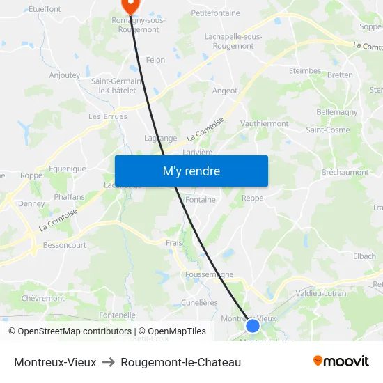 Montreux-Vieux to Rougemont-le-Chateau map