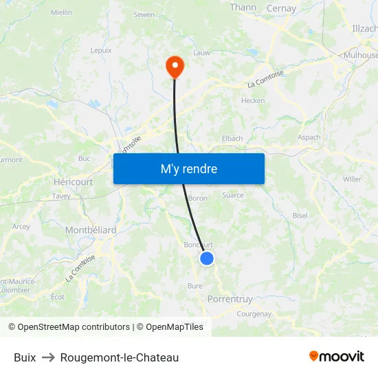 Buix to Rougemont-le-Chateau map