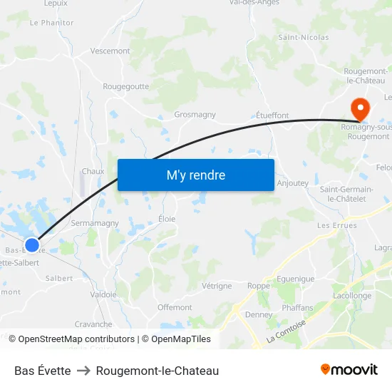 Bas Évette to Rougemont-le-Chateau map