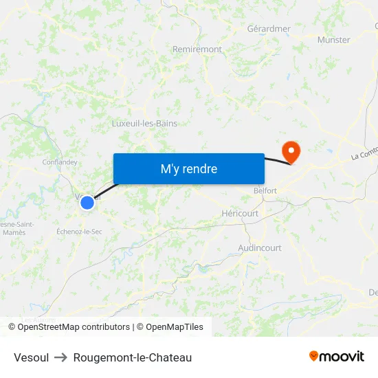 Vesoul to Rougemont-le-Chateau map