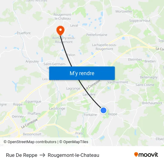 Rue De Reppe to Rougemont-le-Chateau map