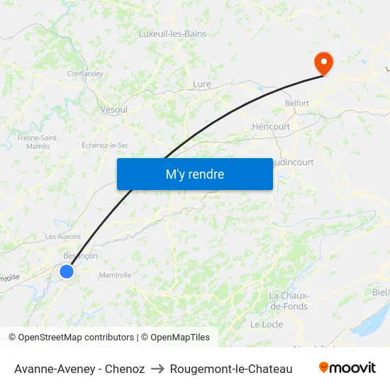 Avanne-Aveney - Chenoz to Rougemont-le-Chateau map