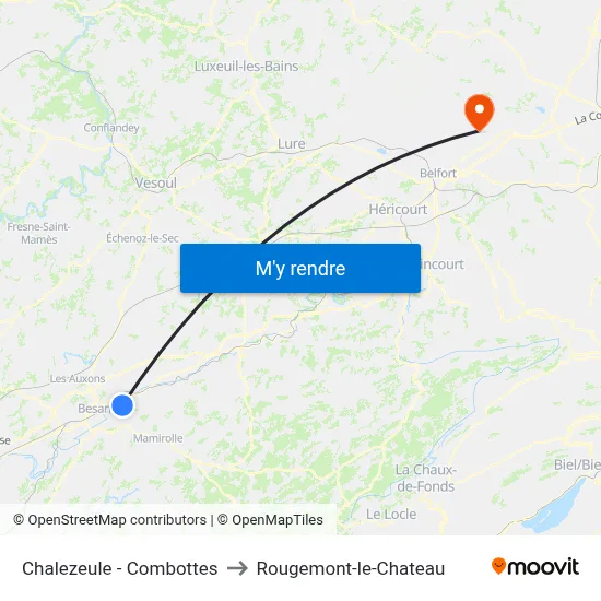 Chalezeule - Combottes to Rougemont-le-Chateau map