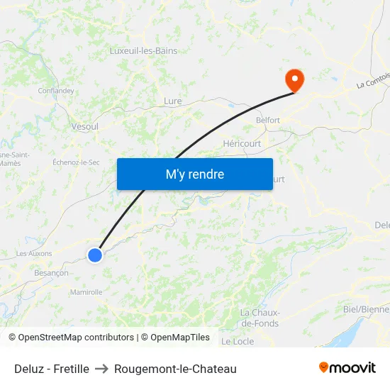 Deluz - Fretille to Rougemont-le-Chateau map