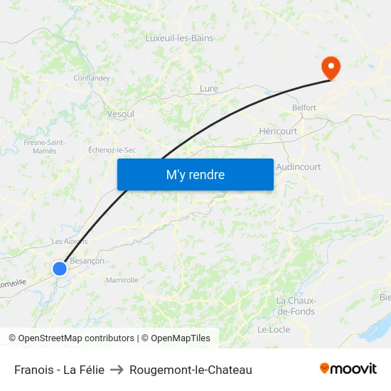 Franois - La Félie to Rougemont-le-Chateau map