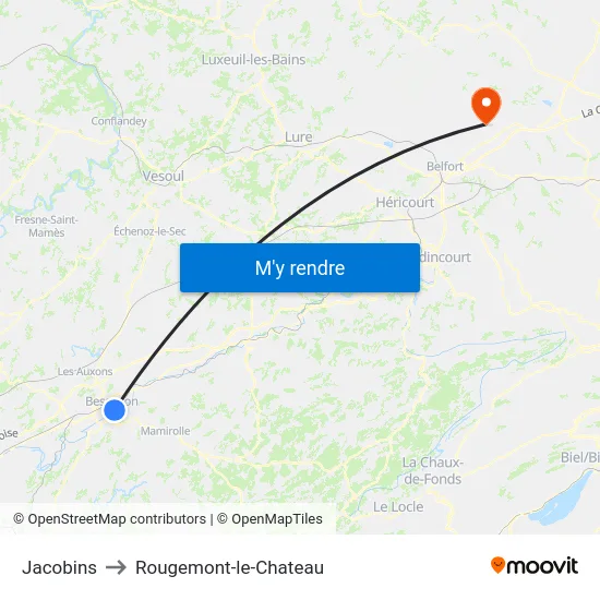 Jacobins to Rougemont-le-Chateau map