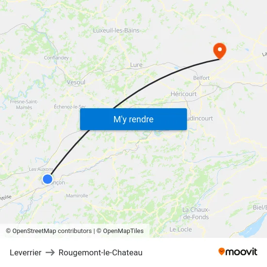 Leverrier to Rougemont-le-Chateau map