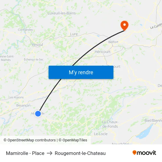 Mamirolle - Place to Rougemont-le-Chateau map