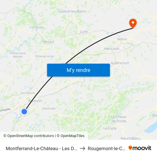 Montferrand-Le-Château - Les Deux Marres to Rougemont-le-Chateau map