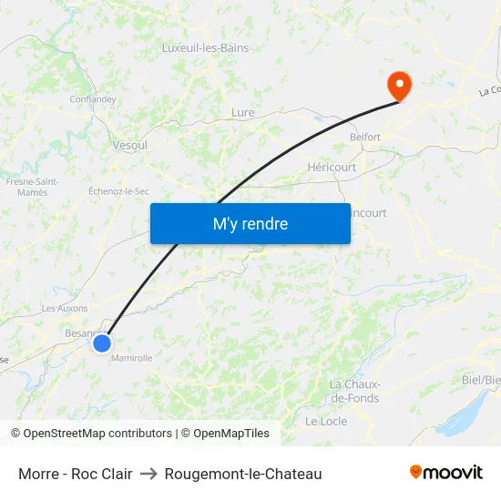 Morre - Roc Clair to Rougemont-le-Chateau map