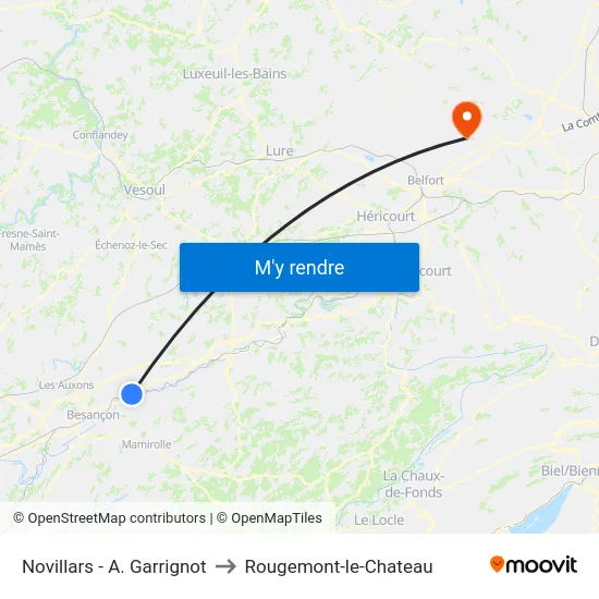 Novillars - A. Garrignot to Rougemont-le-Chateau map