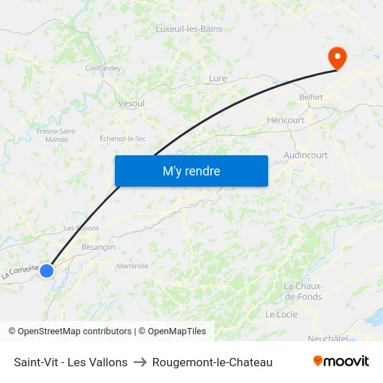 Saint-Vit - Les Vallons to Rougemont-le-Chateau map