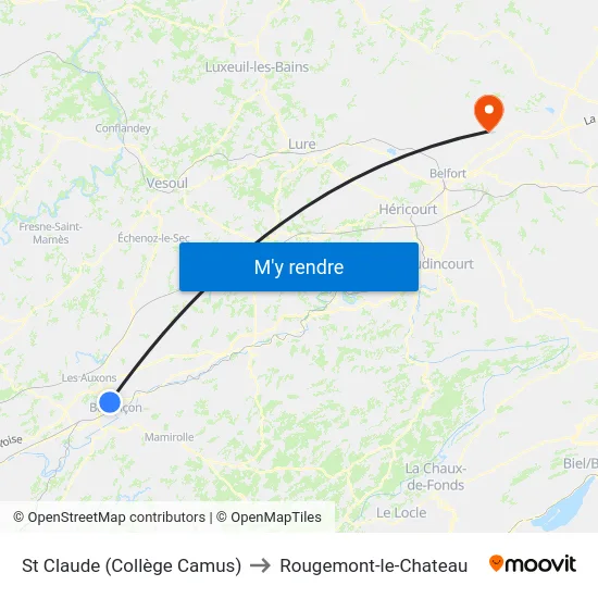 St Claude (Collège Camus) to Rougemont-le-Chateau map