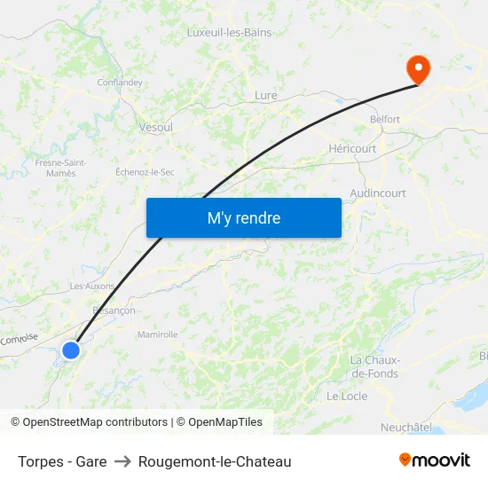 Torpes - Gare to Rougemont-le-Chateau map