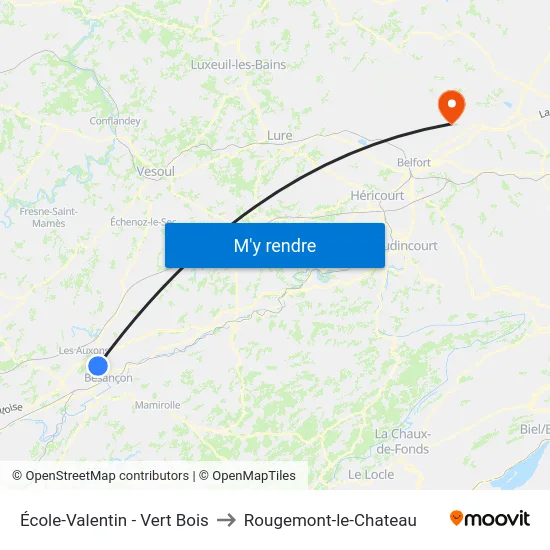 École-Valentin - Vert Bois to Rougemont-le-Chateau map