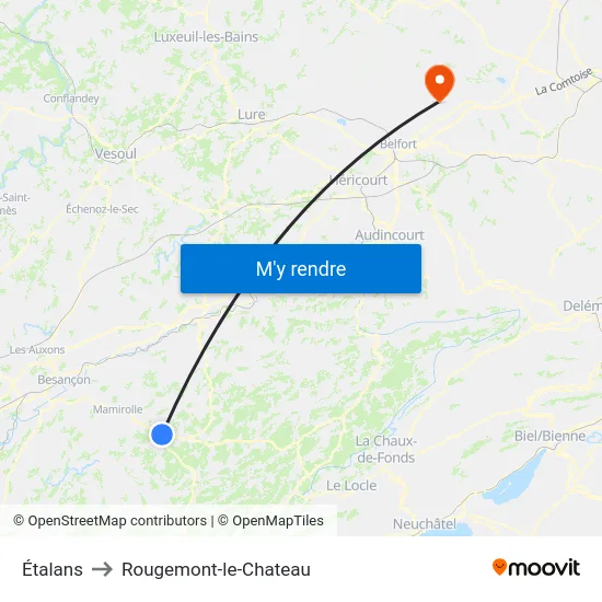 Étalans to Rougemont-le-Chateau map