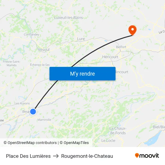 Place Des Lumières to Rougemont-le-Chateau map