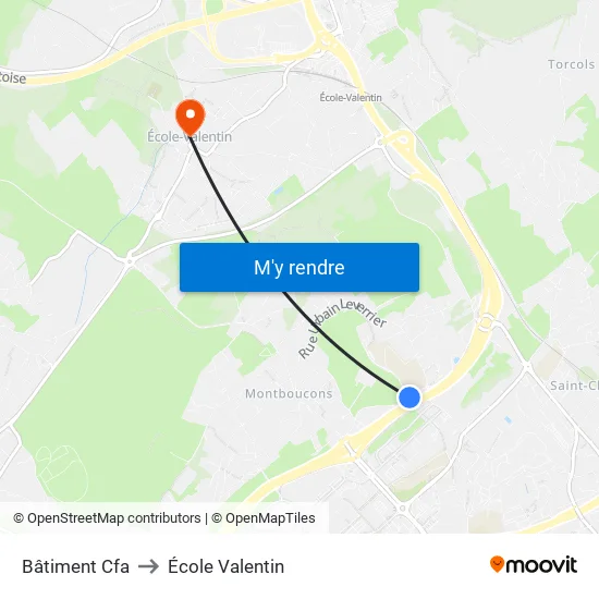 Bâtiment Cfa to École Valentin map