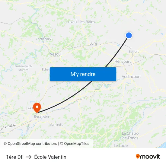 1ère Dfl to École Valentin map
