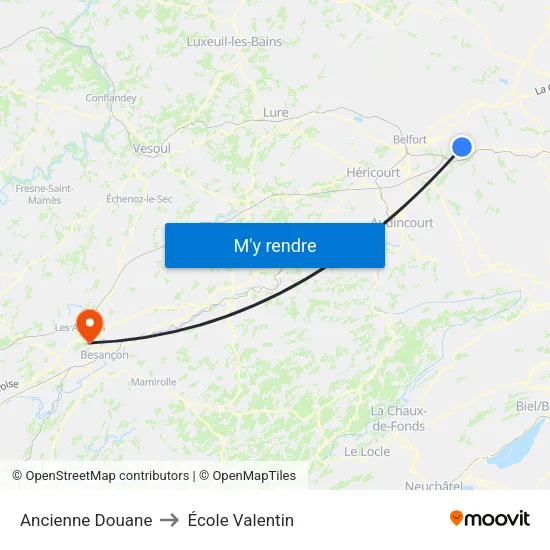 Ancienne Douane to École Valentin map