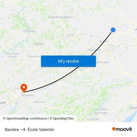 Bavière to École Valentin map