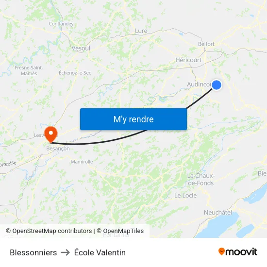 Blessonniers to École Valentin map