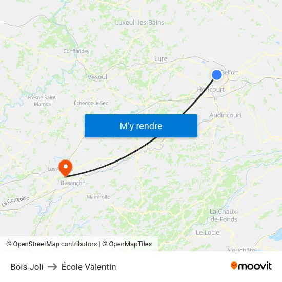 Bois Joli to École Valentin map