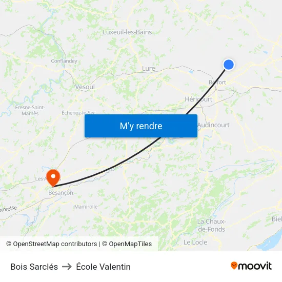 Bois Sarclés to École Valentin map