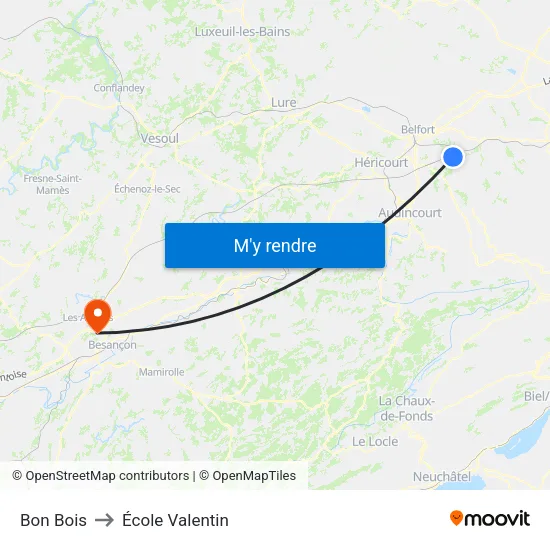 Bon Bois to École Valentin map