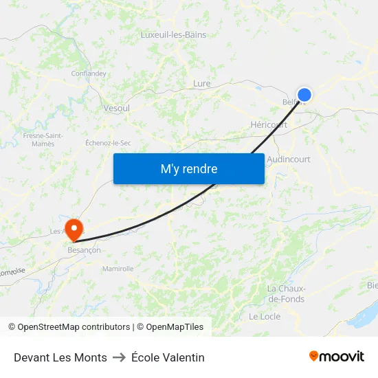 Devant Les Monts to École Valentin map