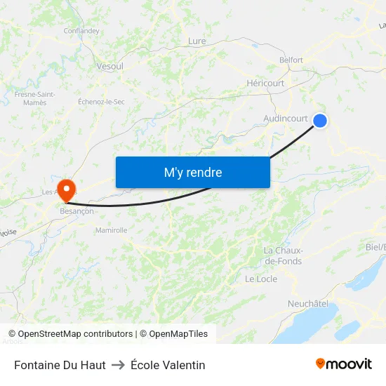 Fontaine Du Haut to École Valentin map