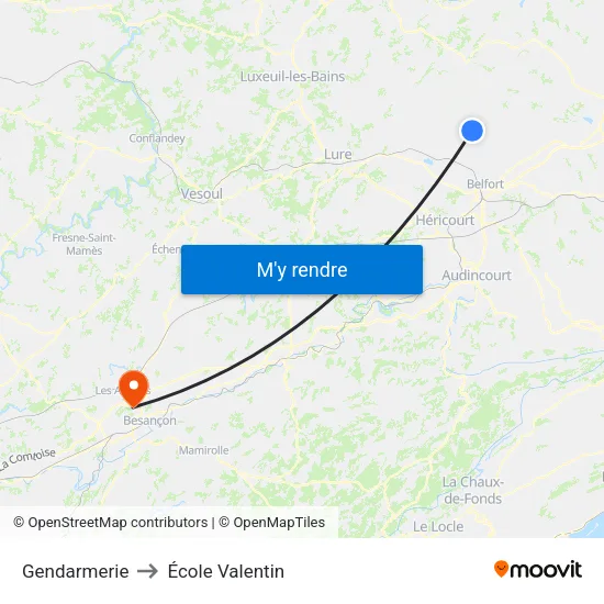 Gendarmerie to École Valentin map