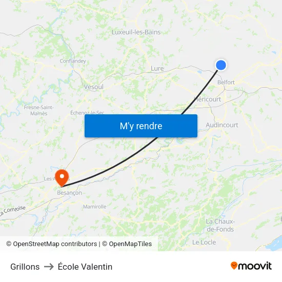 Grillons to École Valentin map