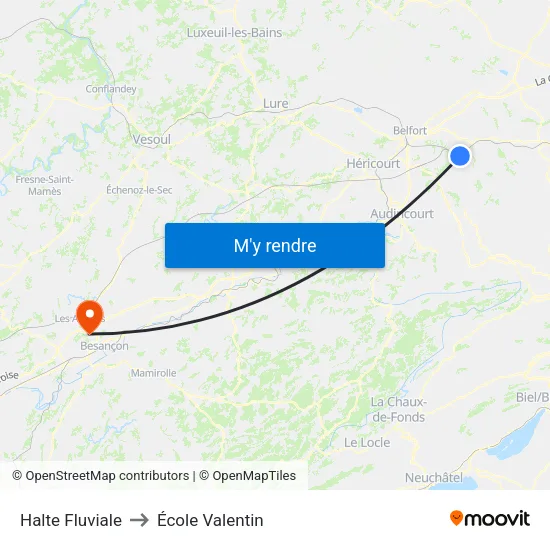 Halte Fluviale to École Valentin map