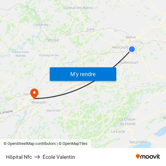 Hôpital Nfc to École Valentin map