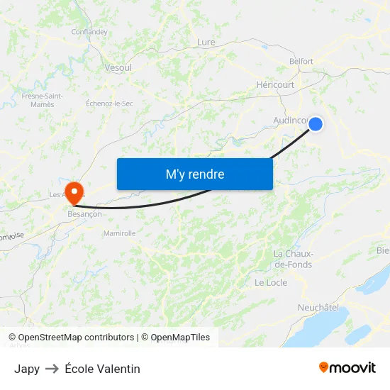 Japy to École Valentin map