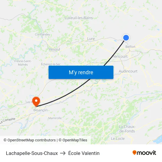 Lachapelle-Sous-Chaux to École Valentin map
